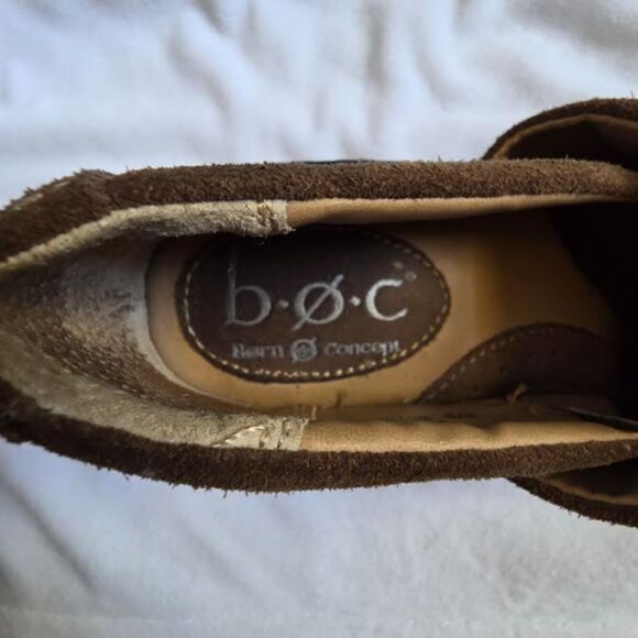 BOC Born Concept Wedge Suede Brown Ankle Clogs Heels Cottagecore Boho Y2K Sz 6.5 - Picture 9 of 13